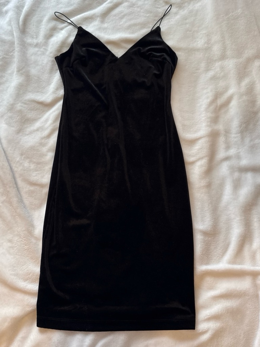Black Velvet Slip Dress with Spaghetti Straps